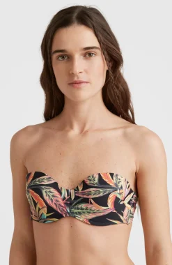 New O’Neill Bikinitop Havaa Mould Wire Bandeau | Black Tropical Flower
