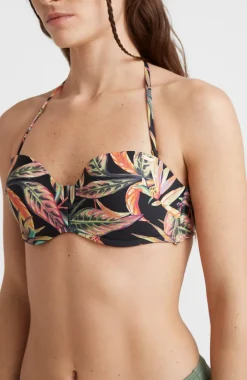 New O’Neill Bikinitop Havaa Mould Wire Bandeau | Black Tropical Flower