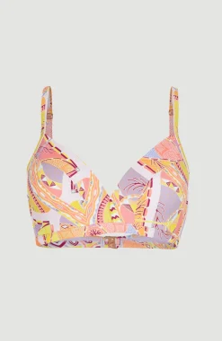 Clearance O’Neill Bikinitop Panama Mould Wire Bra | Yellow Scarf Print