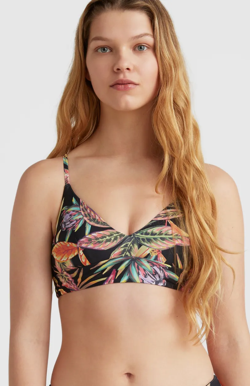 Hot O’Neill Bikinitop Wave Bralette | Black Tropical Flower