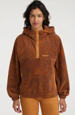 Hot O’Neill Hoodie Superfleece Met Halve Rits | Brown Flower