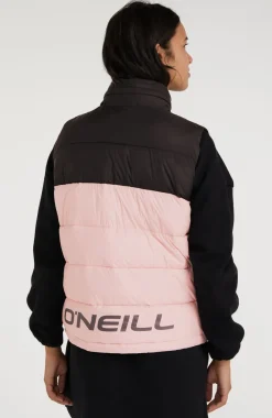 New O’Neill O'Riginals Puffer Bodywarmer | Peach Whip Colour Block