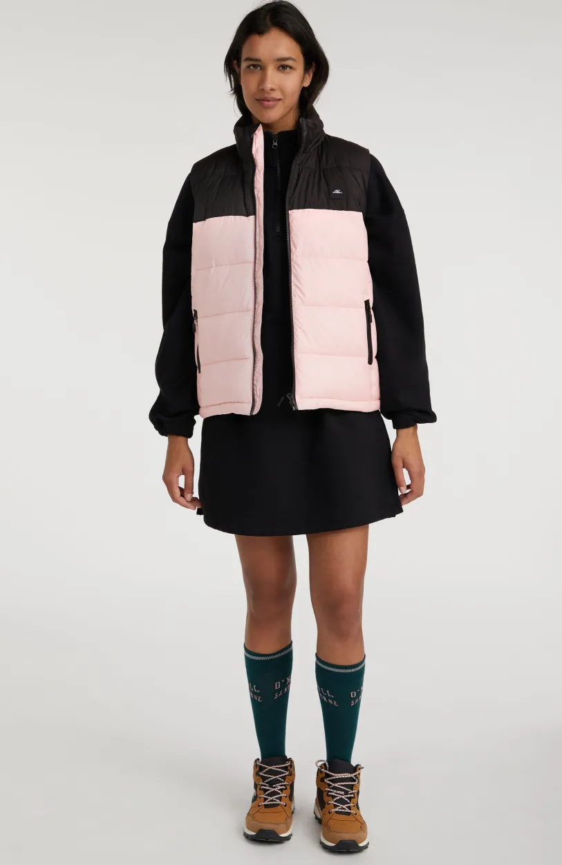 New O’Neill O'Riginals Puffer Bodywarmer | Peach Whip Colour Block