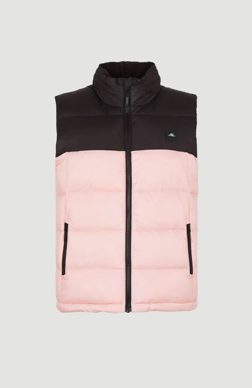 New O’Neill O'Riginals Puffer Bodywarmer | Peach Whip Colour Block