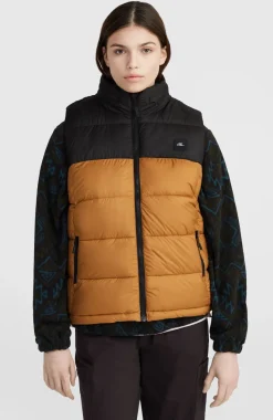 Hot O’Neill O'Riginals Puffer Bodywarmer | Rich Caramel Colour block