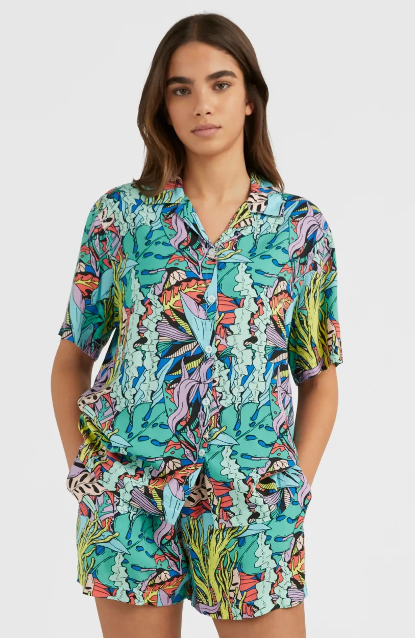 Sale O’Neill Short Java Wave Met Hoge Taille | Blue Comic Seaweed