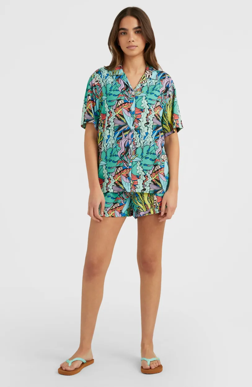 Sale O’Neill Short Java Wave Met Hoge Taille | Blue Comic Seaweed