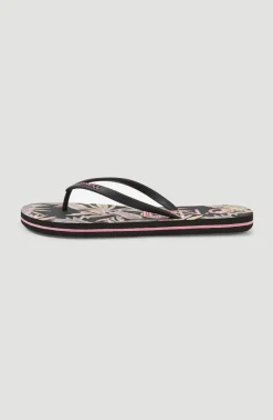 Discount O’Neill Slippers Profile Graphic | Black Tropical Flower
