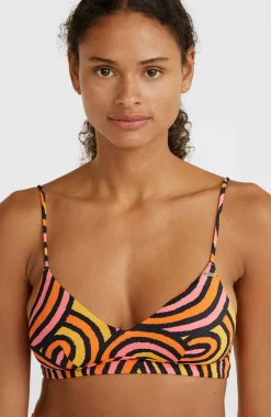 New O’Neill Wave Crop Bikinitop | Orange Rainbow Stripe
