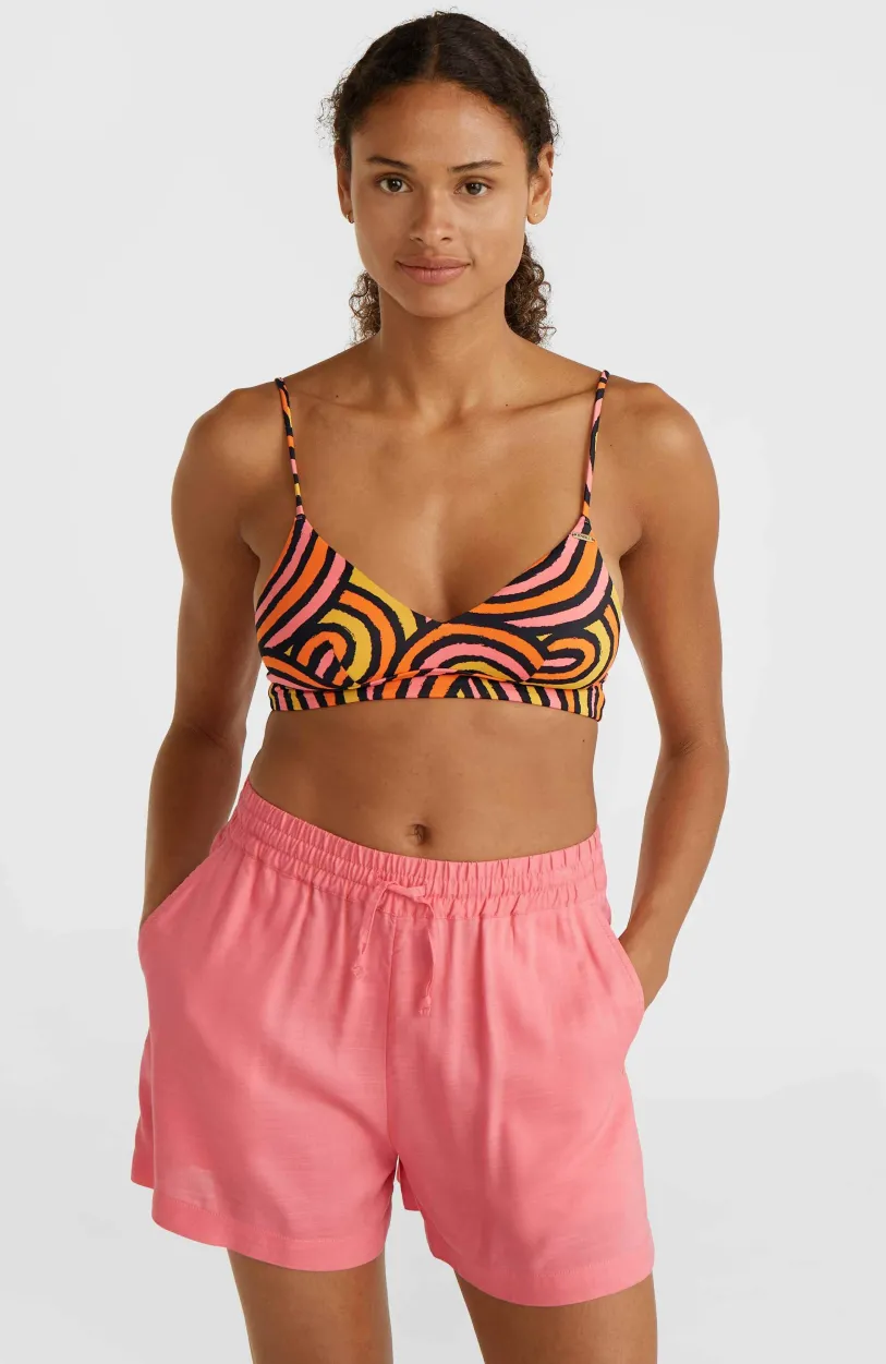 New O’Neill Wave Crop Bikinitop | Orange Rainbow Stripe