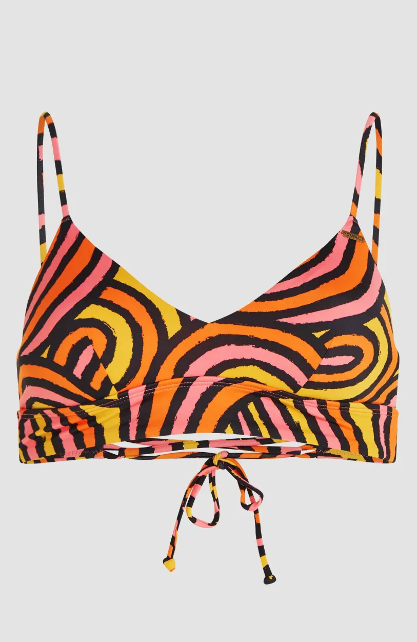 New O’Neill Wave Crop Bikinitop | Orange Rainbow Stripe